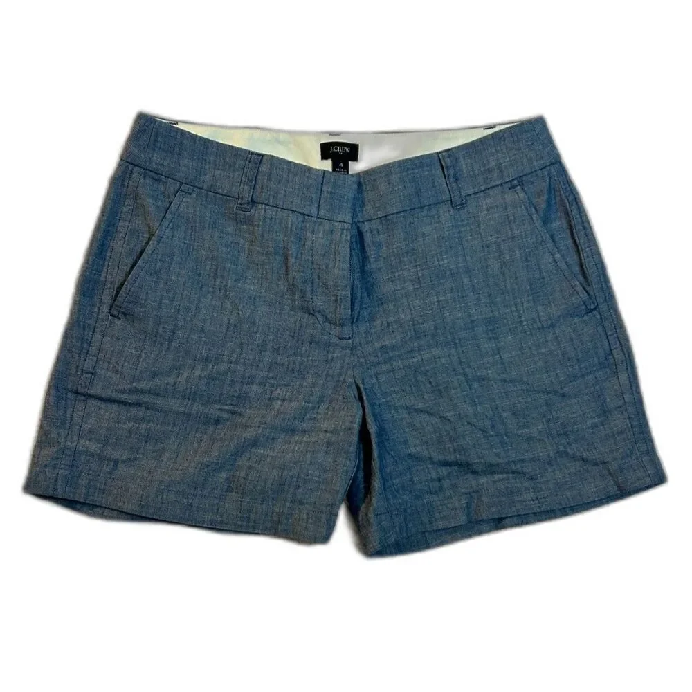 Old Money Preppy J.Crew Re-Imagined Chambray Blue Chino Shorts